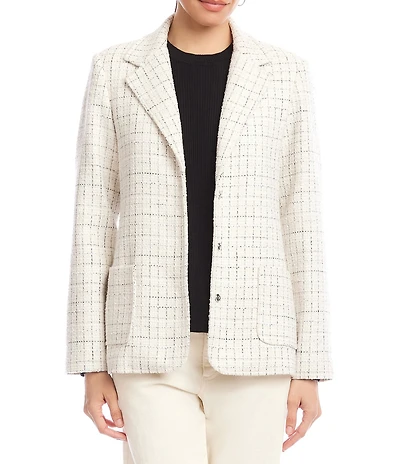 Karen Kane Tweed Notch Collar Patch Pocket Blazer