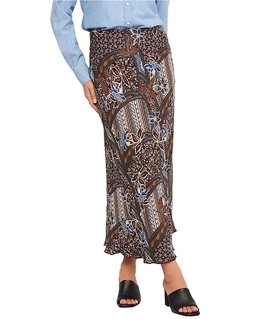 Karen Kane Twill Patchwork Print Midi Skirt