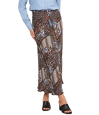 Karen Kane Twill Patchwork Print Midi Skirt