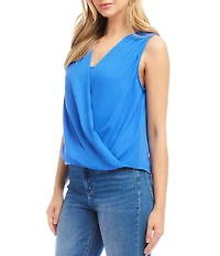 Karen Kane V-Neck Sleeveless Faux Wrap Top