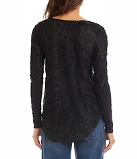 Karen Kane Velvet Jacquard Scoop Neck Long Sleeve Top