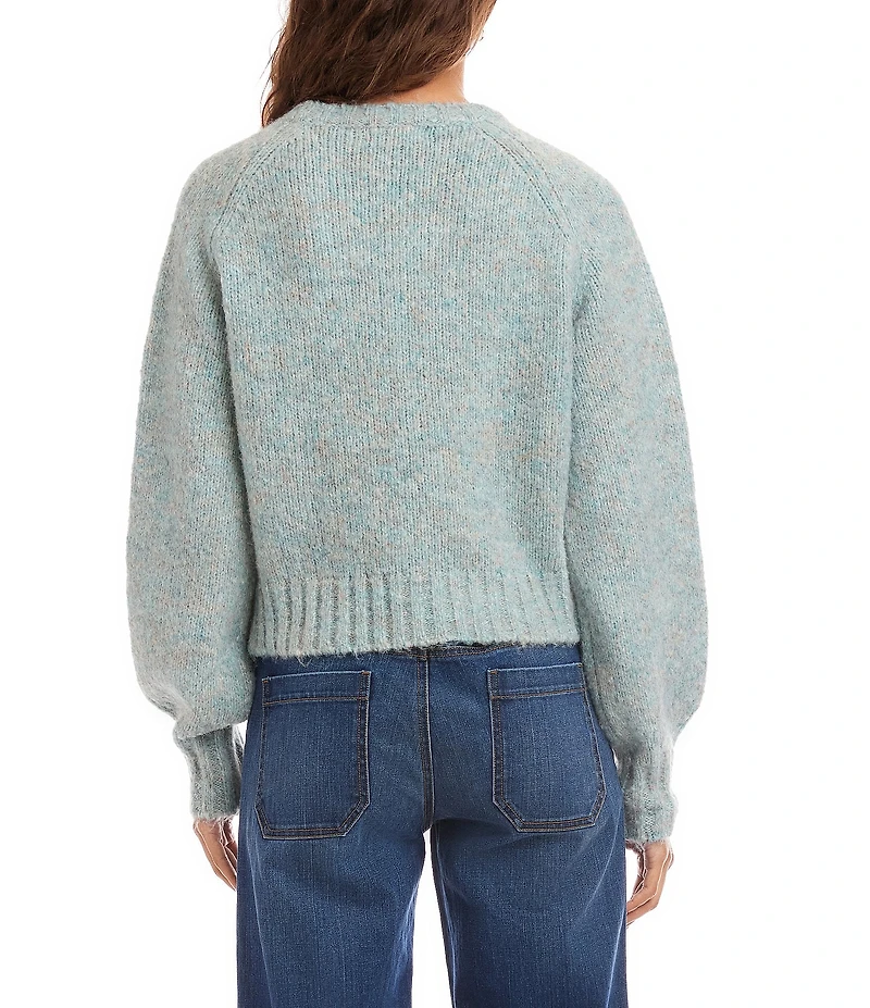 Karen Kane Wool Blend V-Neck Long Sleeve Pearl Button Front Cardigan Sweater