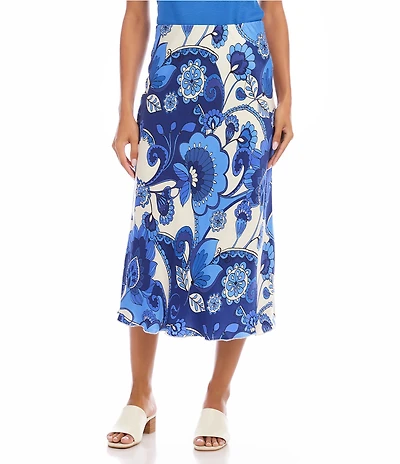 Karen Kane Woven Morning Glory Bias Cut Midi Skirt