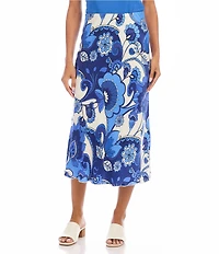 Karen Kane Woven Morning Glory Bias Cut Midi Skirt