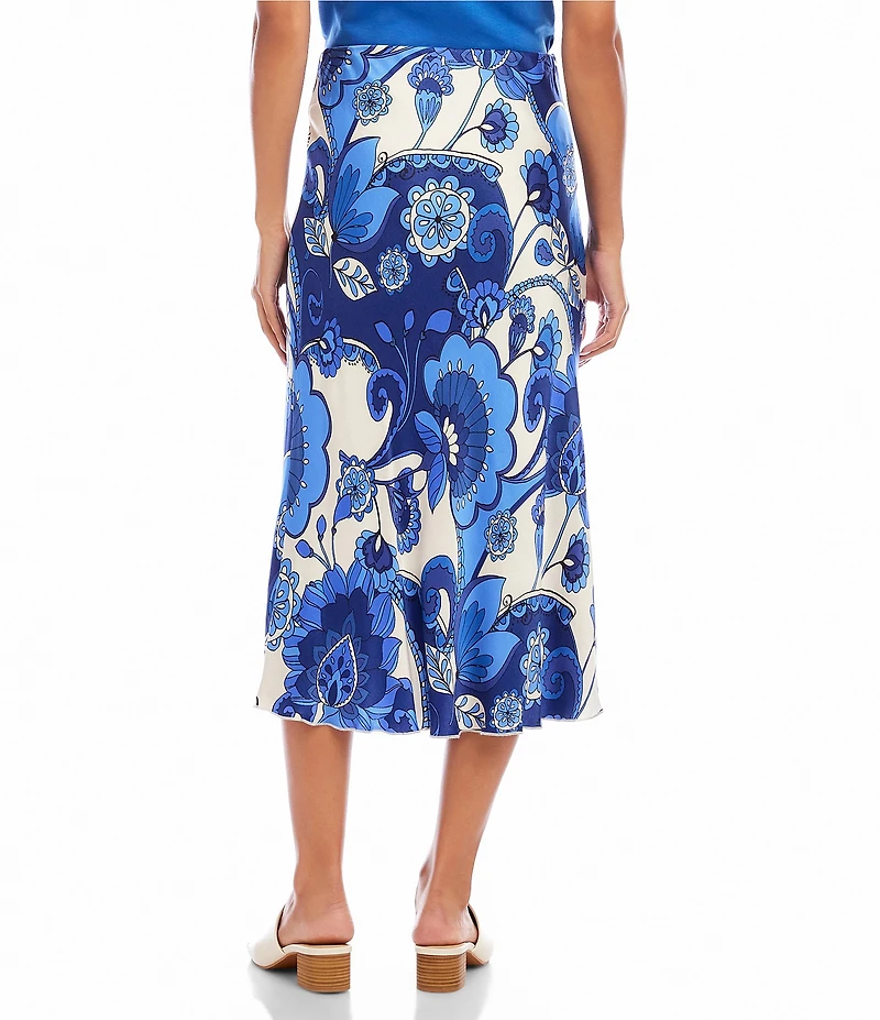 Karen Kane Woven Morning Glory Bias Cut Midi Skirt