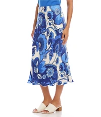 Karen Kane Woven Morning Glory Bias Cut Midi Skirt