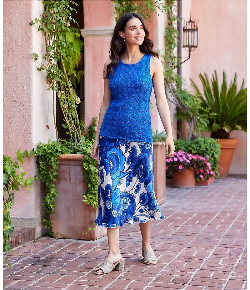 Karen Kane Woven Morning Glory Bias Cut Midi Skirt