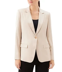 Karen Kane Woven Satin Notch Lapel Long Sleeve One Button Blazer