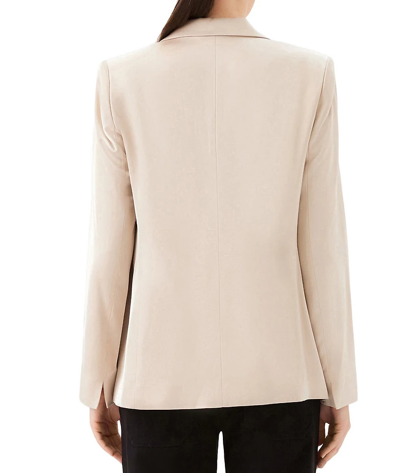 Karen Kane Woven Satin Notch Lapel Long Sleeve One Button Blazer