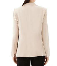 Karen Kane Woven Satin Notch Lapel Long Sleeve One Button Blazer