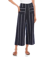 Karen Kane Yarn-Dyed Dobby Stripe Wide Leg Cropped Pants