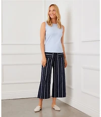 Karen Kane Yarn-Dyed Dobby Stripe Wide Leg Cropped Pants