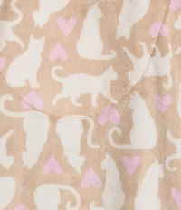 Karen Neuburger Cat Print Fleece Notch Collar Long Sleeve 3-Piece Pajama Set