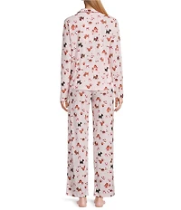Karen Neuburger Long Sleeve Notch Collar Apple Orchard Scottie Printed Knit Girlfriend Pajama Set