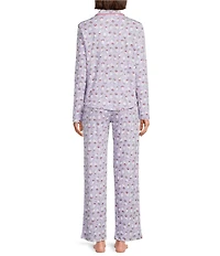 Karen Neuburger Long Sleeve Notch Collar Fancy Cats Printed Knit Girlfriend Pajama Set