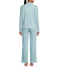 Karen Neuburger Long Sleeve Notch Collar Medallion Printed Knit Girlfriend Pajama Set