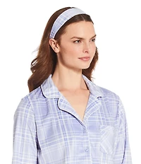 Karen Neuburger Plaid Print Fleece Notch Collar Long Sleeve 3-Piece Pajama Set