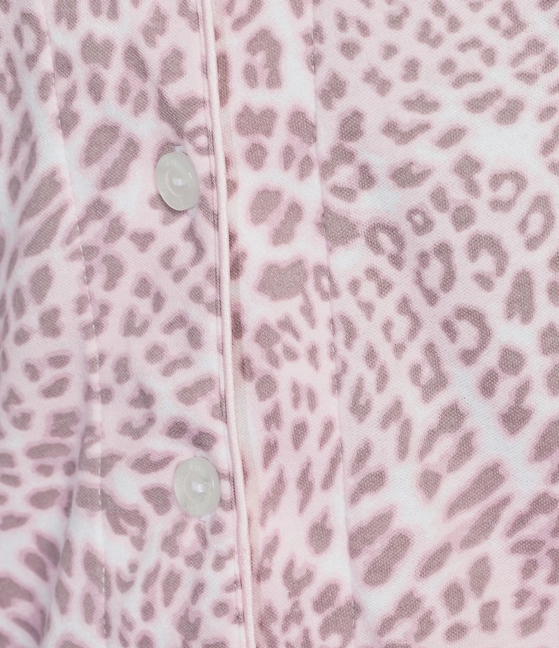 Karen Neuburger Short Sleeve Notch Collar Interlock Knit Animal Print Full-Length Pajama Set
