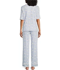 Karen Neuburger Short Sleeve Notch Collar Interlock Knit Floral Print Pajama Set
