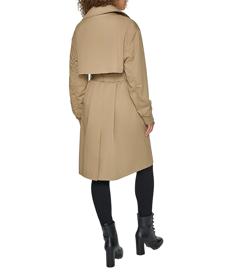 KARL LAGERFELD PARIS Point Collar Belted Bomber Trench Jacket