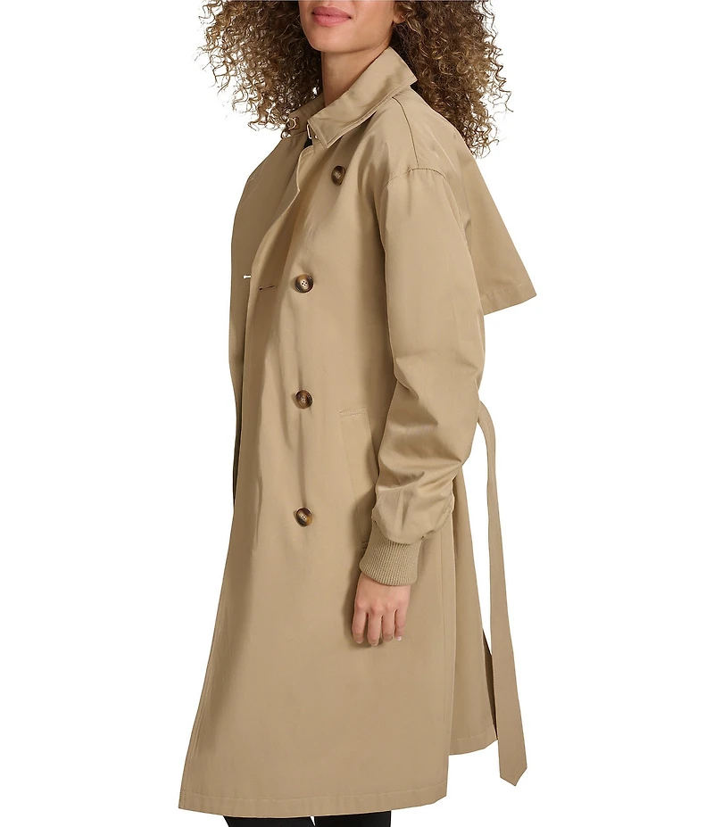KARL LAGERFELD PARIS Point Collar Belted Bomber Trench Jacket