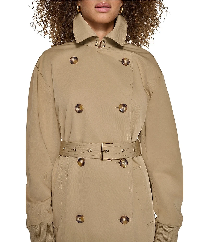 KARL LAGERFELD PARIS Point Collar Belted Bomber Trench Jacket
