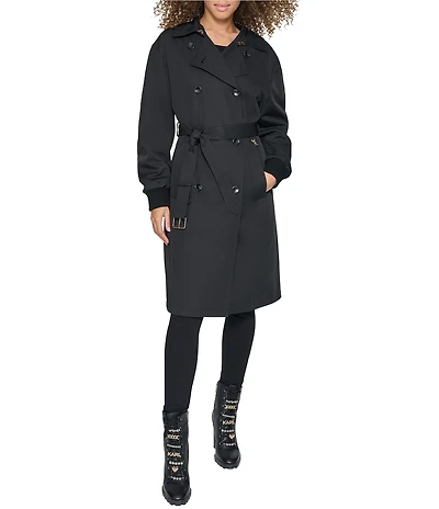 KARL LAGERFELD PARIS Point Collar Belted Bomber Trench Jacket