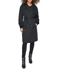 KARL LAGERFELD PARIS Point Collar Belted Bomber Trench Jacket
