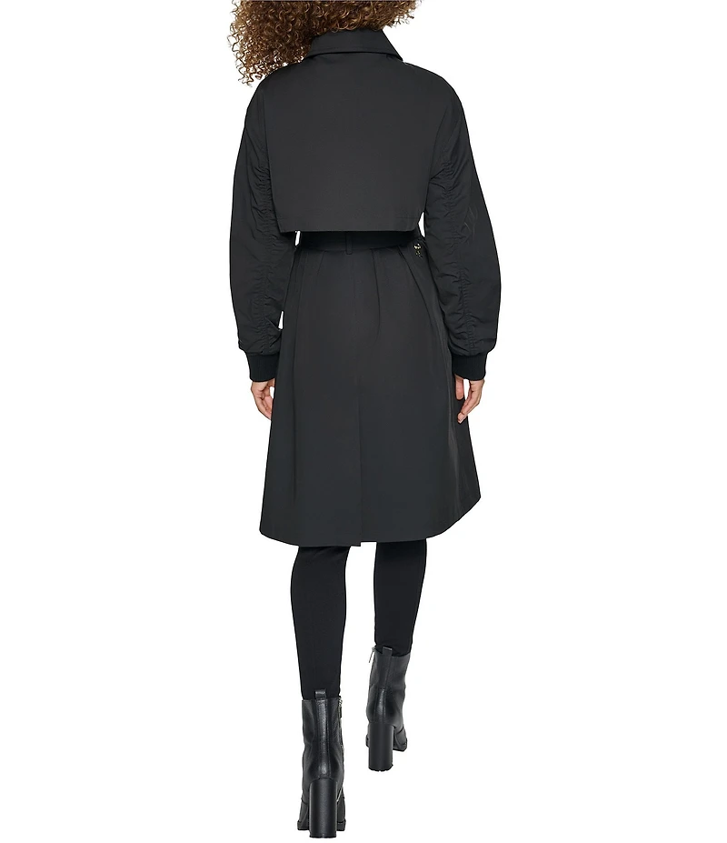 KARL LAGERFELD PARIS Point Collar Belted Bomber Trench Jacket