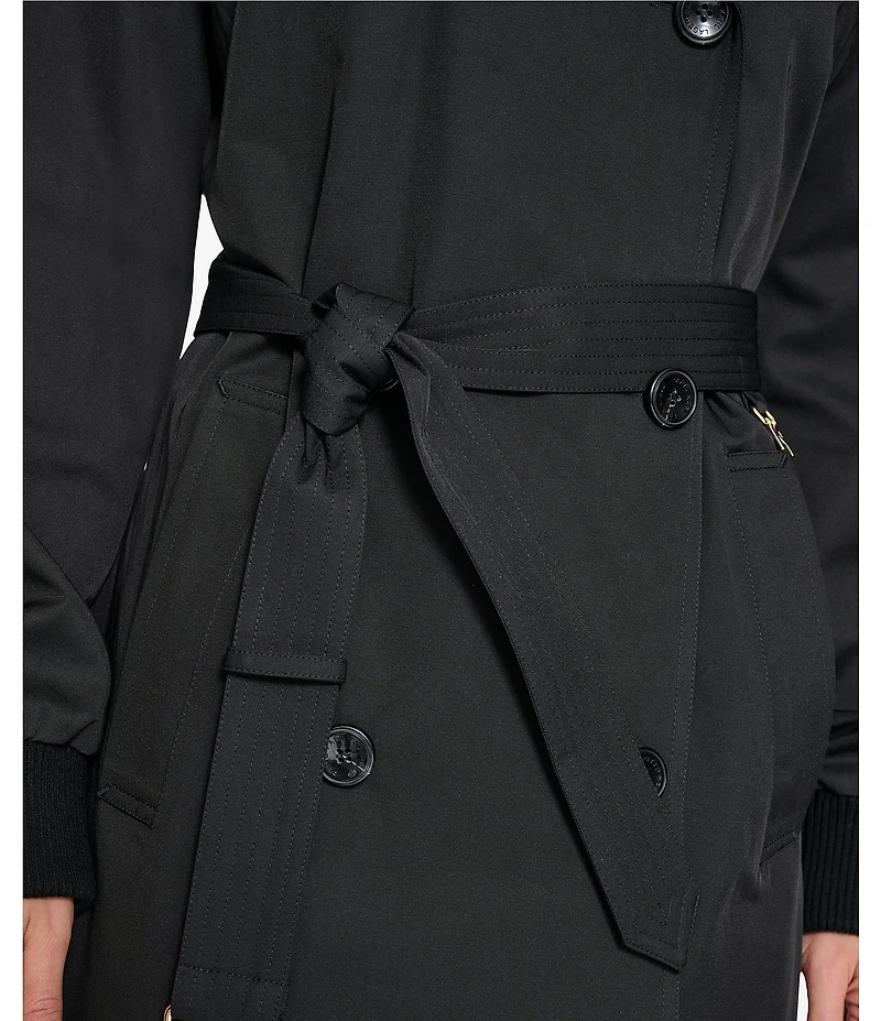KARL LAGERFELD PARIS Point Collar Belted Bomber Trench Jacket