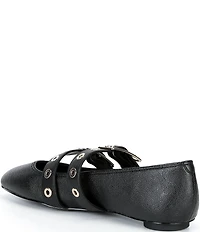 KARL LAGERFELD PARIS Ashlyn Leather Ornamental Buckle Mary Jane Ballet Flats