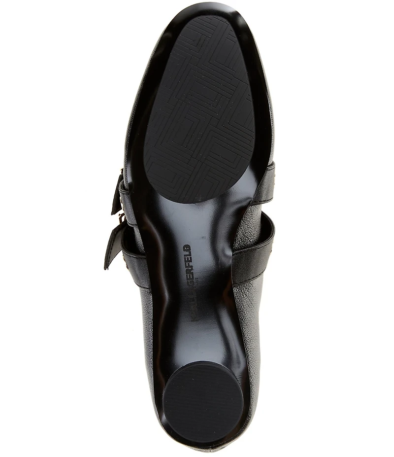KARL LAGERFELD PARIS Ashlyn Leather Ornamental Buckle Mary Jane Ballet Flats
