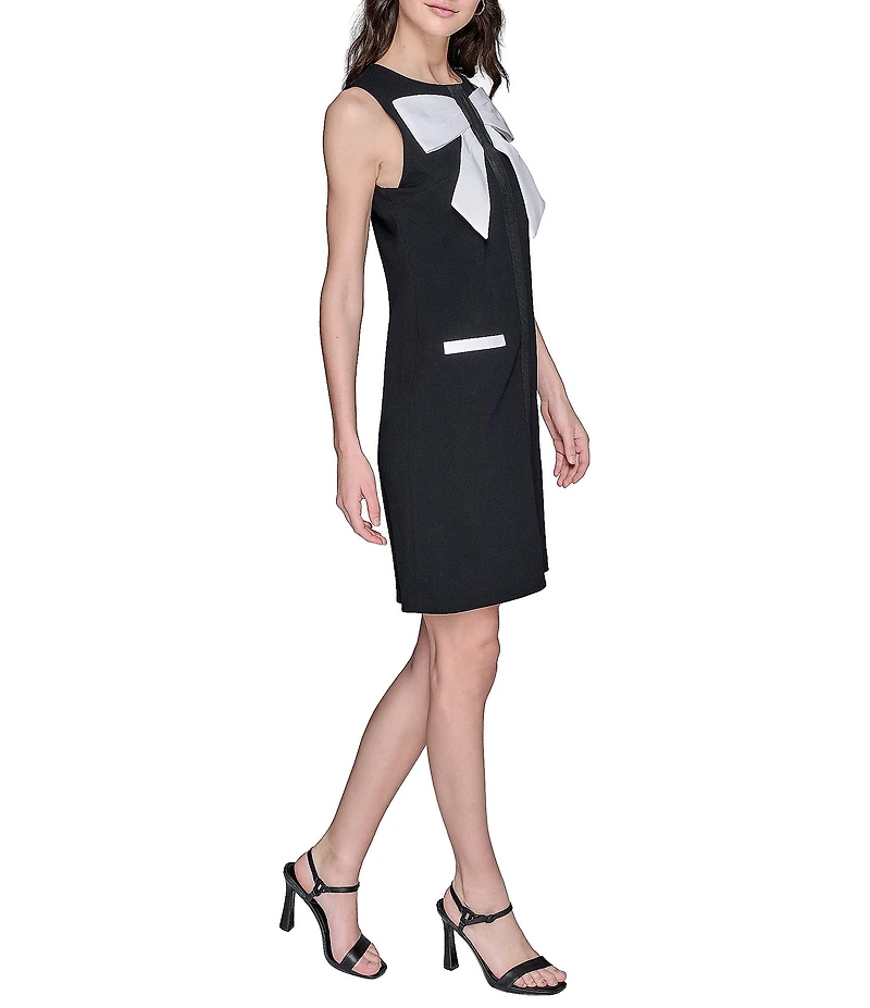 KARL LAGERFELD PARIS Bow Front Scuba Crepe Sheath Dress