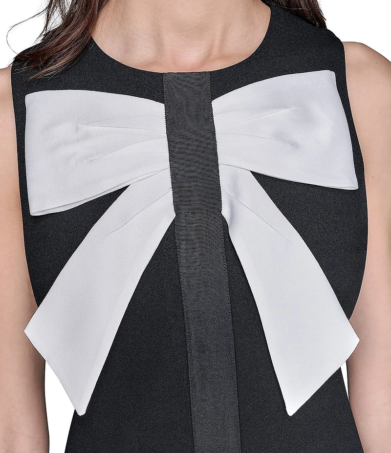 KARL LAGERFELD PARIS Bow Front Scuba Crepe Sheath Dress