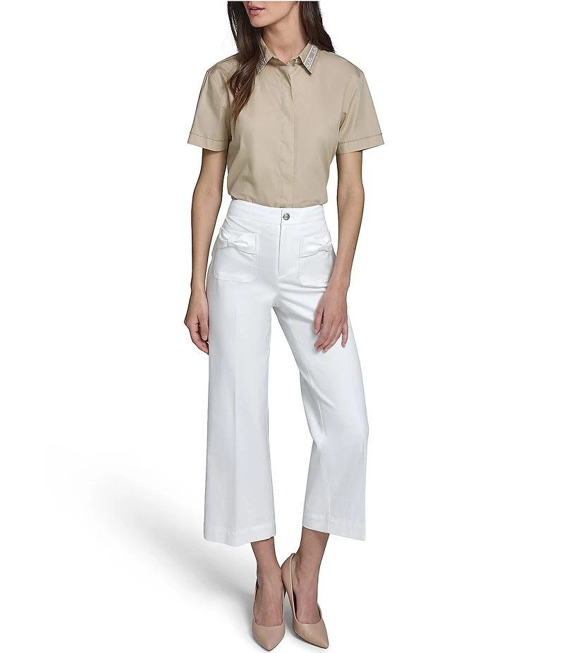 KARL LAGERFELD PARIS Bow Pocket Wide Leg Pants