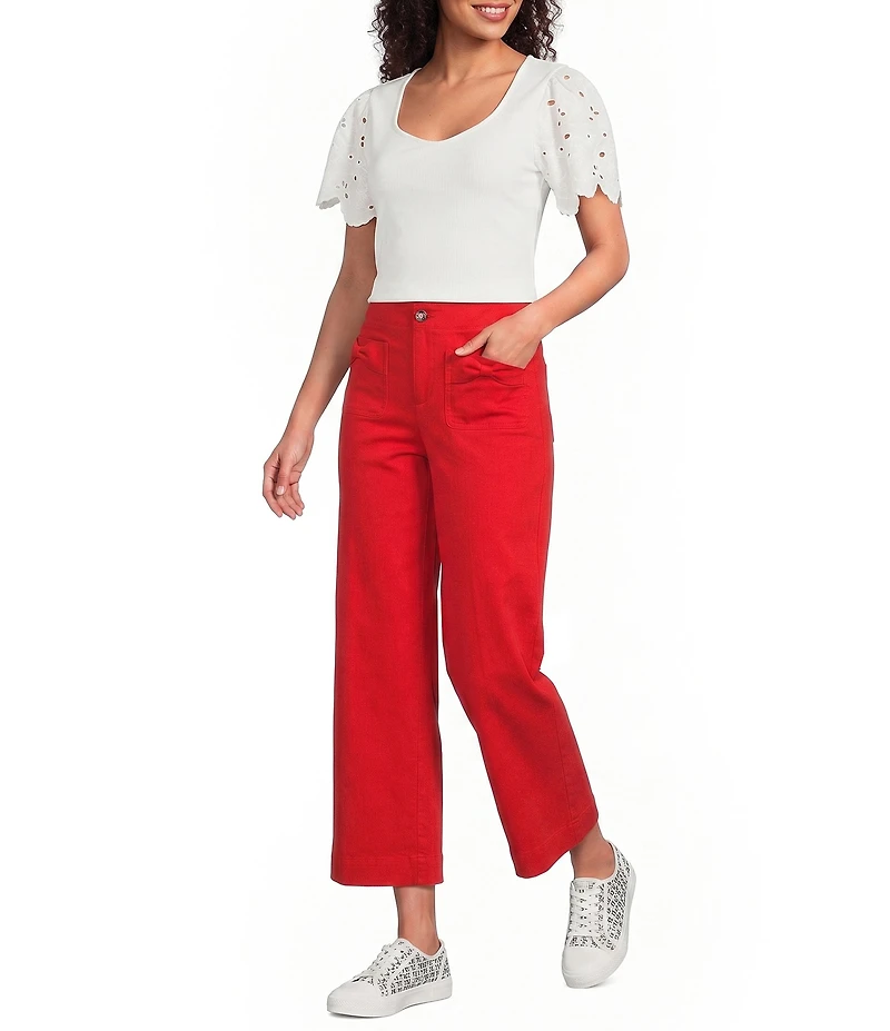 KARL LAGERFELD PARIS Bow Pocket Wide Leg Pants