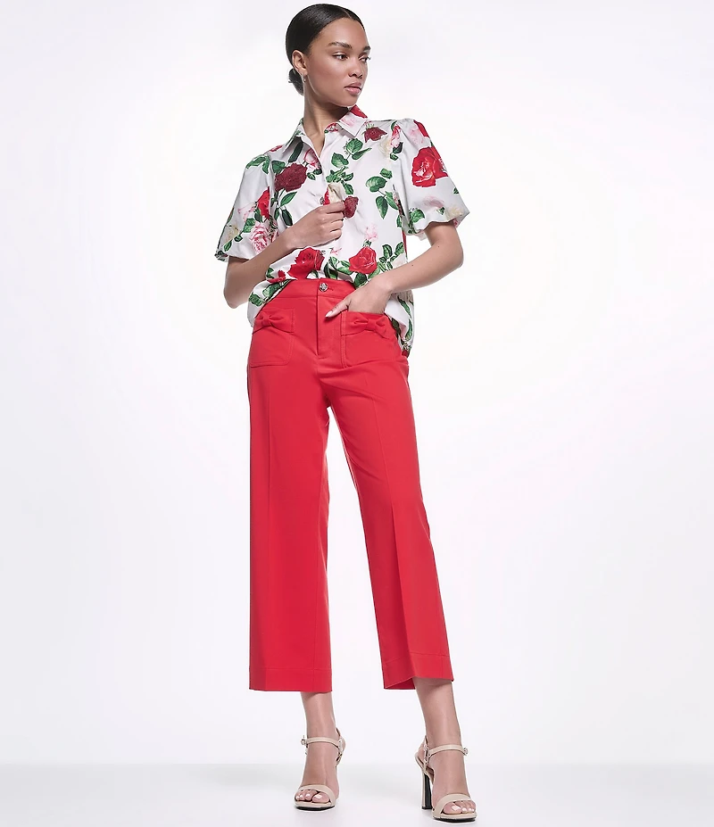 KARL LAGERFELD PARIS Bow Pocket Wide Leg Pants