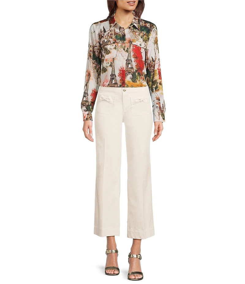 KARL LAGERFELD PARIS Bow Pocket Wide Leg Pants