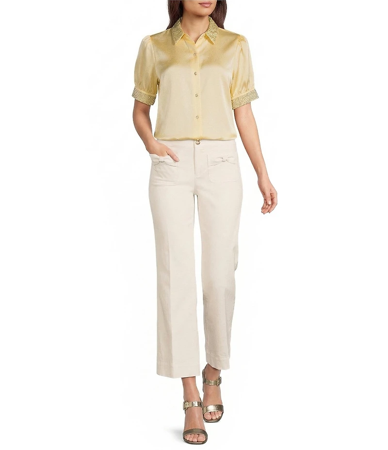 KARL LAGERFELD PARIS Bow Pocket Wide Leg Pants