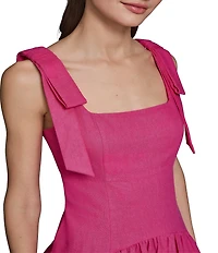 KARL LAGERFELD PARIS Bow Shoulder Drop Waist Midi Dress