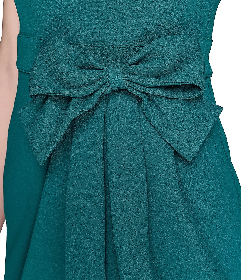 KARL LAGERFELD PARIS Bow Waist Scuba Crepe Sheath Dress
