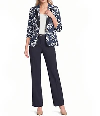 KARL LAGERFELD PARIS Burnout Print Banded Lapel Long Sleeve Blazer