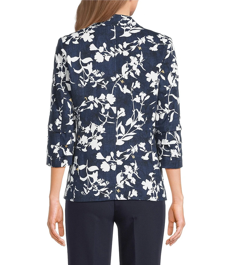 KARL LAGERFELD PARIS Burnout Print Banded Lapel Long Sleeve Blazer