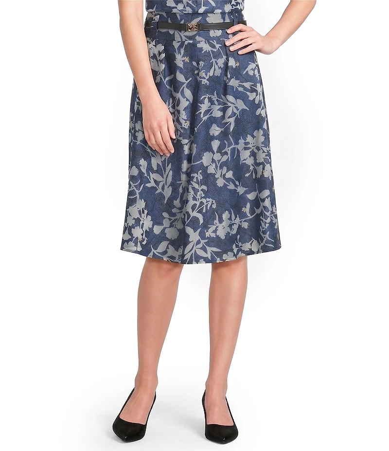 KARL LAGERFELD PARIS Burnout Print Belted Coordinating Midi Skirt
