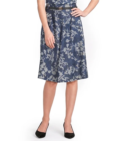 KARL LAGERFELD PARIS Burnout Print Belted Coordinating Midi Skirt