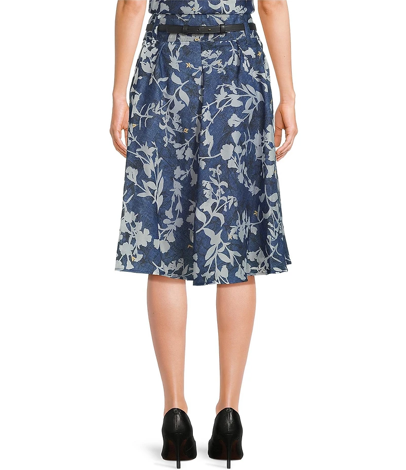 KARL LAGERFELD PARIS Burnout Print Belted Coordinating Midi Skirt