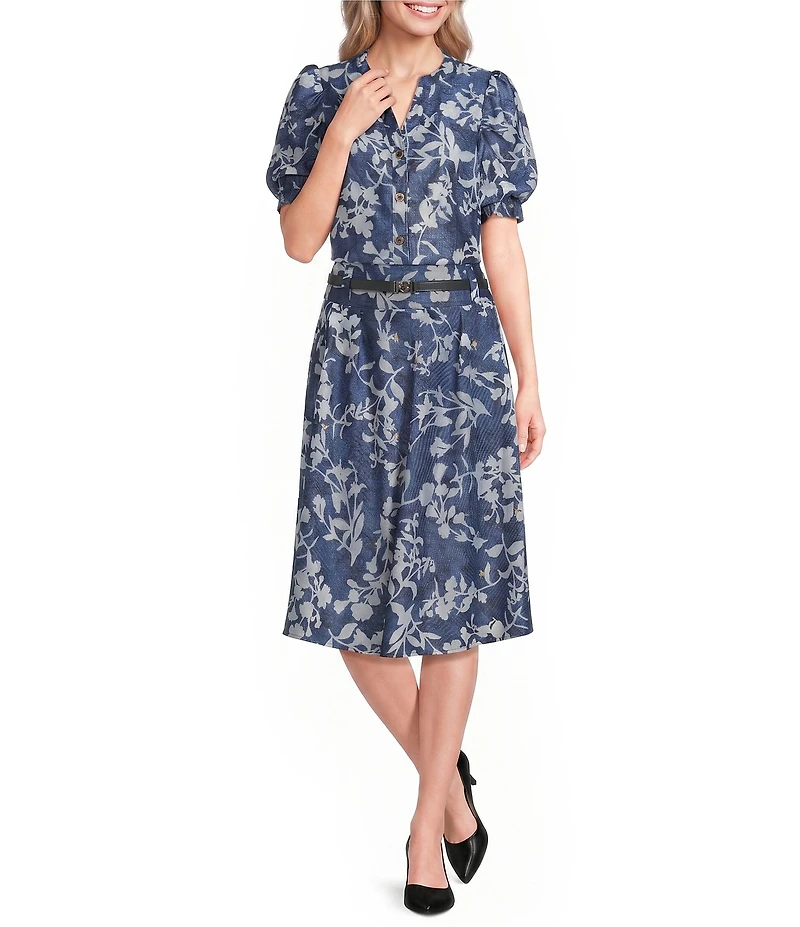 KARL LAGERFELD PARIS Burnout Print Belted Coordinating Midi Skirt