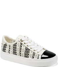 KARL LAGERFELD PARIS Caelan Crochet Mesh Patent Cap Toe Sneakers