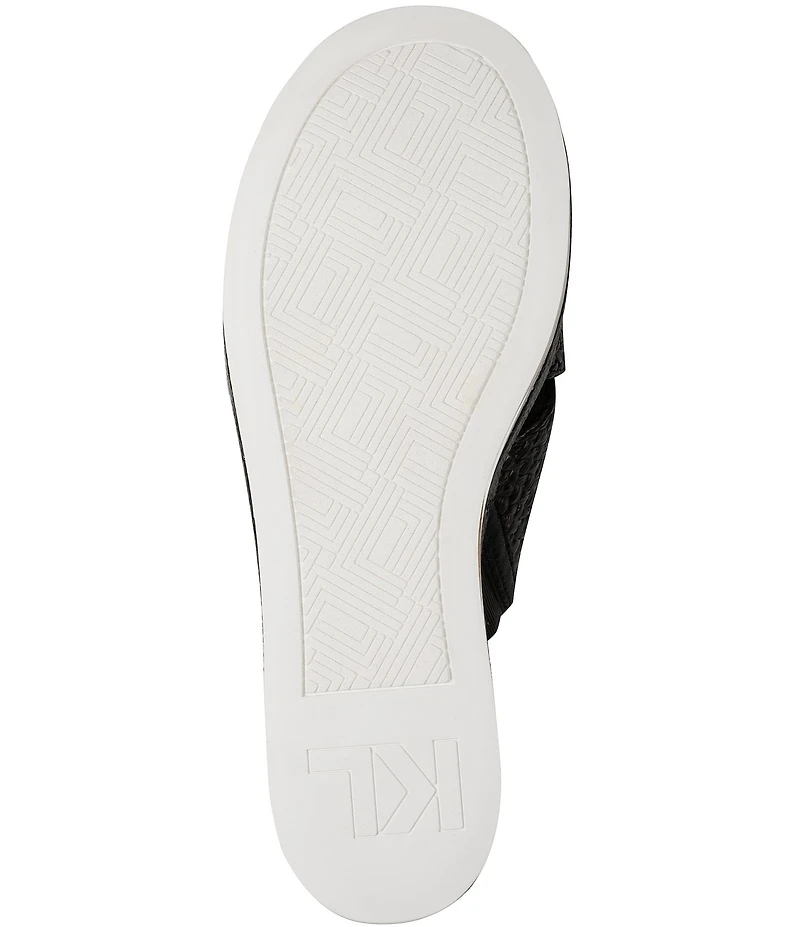 KARL LAGERFELD PARIS Caleigh Atelier Woven Raffia Platform Wedge Slide Sandals