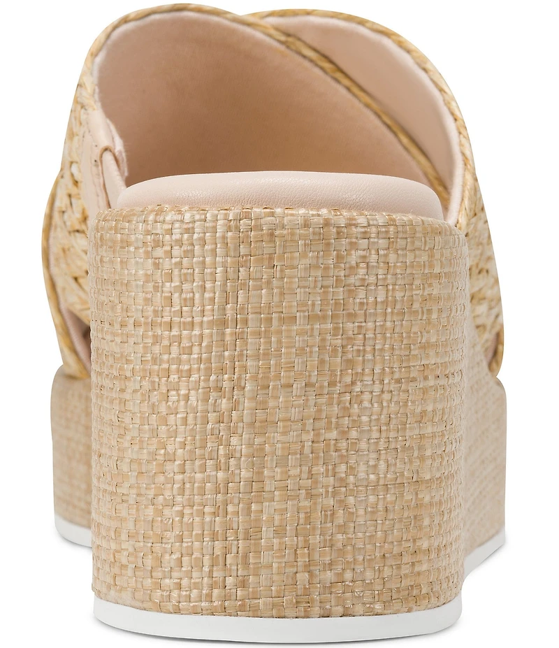 KARL LAGERFELD PARIS Caleigh Atelier Woven Raffia Platform Wedge Slide Sandals